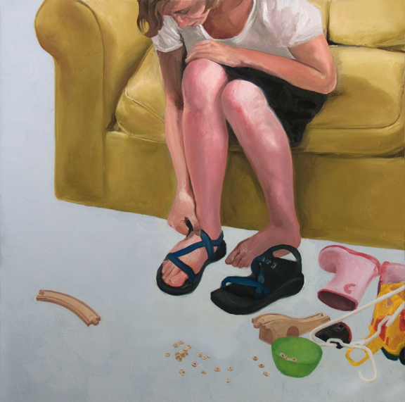 Amanda, Toys and Shoes (Afraid to Look), 3’ x 3’, oil on canvas, 2010