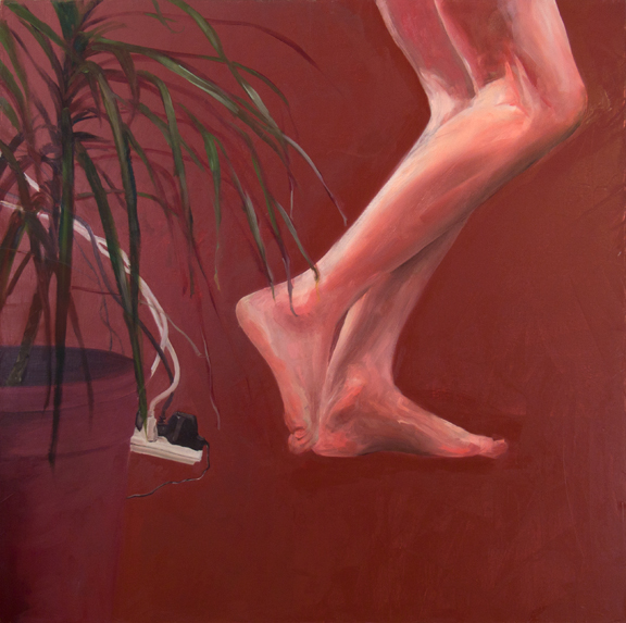 John with Palm (Fled), 3’ x 3’, oil on canvas, 2010